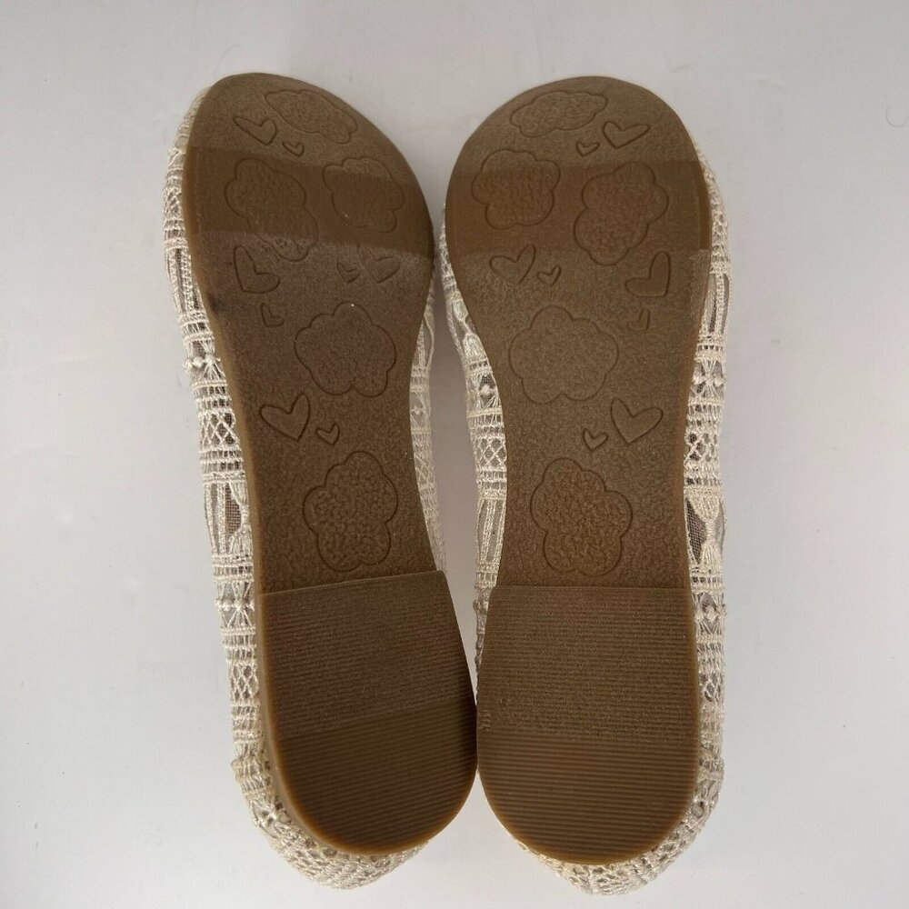 Rhodes Womens Cream Flats Slip On Lace Solid Round Toe Size 9.5M Comfort Shoes - Picture 8 of 9